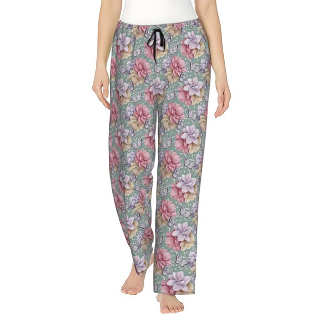 Balery Watercolor Butterflies Pantalones de pijama para mujer, pijamas ultraligeros, pantalones de estar por casa-3X-Large