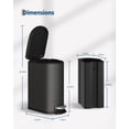 thumbnail image 3 of TEQIN Small Bathroom Trash Can With Lid Soft Close, Step Pedal, 10 Liter / 2.6 Gallon Stainless Steel Slim Garbage Can For Bedroom, Diaper Waste Basket With Removable Inner Bucket, 3 of 6