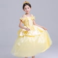 thumbnail image 4 of HAWEE Girls Off Shoulder Sequin Belle Princess Yellow Costume Tulle Yellow Dress Up, 4 of 6