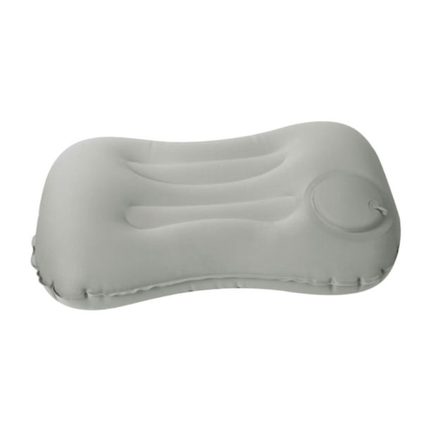Almohada inflable para acampar para dormir, portátil, cómoda, para hombres y mujeres. Gris