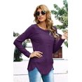 thumbnail image 3 of U.Vomade Women's Solid Button T-Shirt Long Sleeve Top, 3 of 5