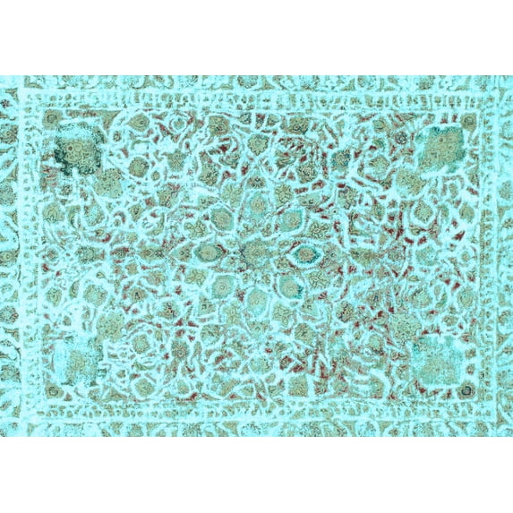 Ahgly Company Indoor Rectangle Abstract Light Blue Modern Area Rugs, 6' x 9'