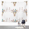 thumbnail image 2 of ZEALGNED Abstract Watercolor Boho Skull with Feathers Flowers American Ancient Aztec Wall Art Hanging Tapestry Home Decor for Living Room Bedroom Dorm 60x80 inch, 2 of 2