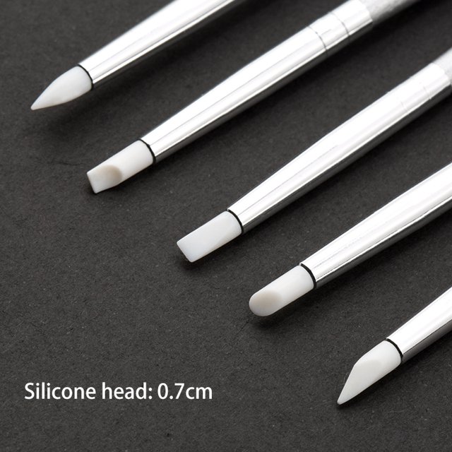 Pincel de silicona de 5 piezas para esculpir uñas, brochas de silicona para modelar uñas artísticas, herramienta de bricolaje