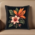 thumbnail image 5 of Set of 2 Decorative Throw Pillow Covers 18x18in - Black Floral Design with Vibrant Orange & Pink Flowers for Couch Bed Car, 5 of 8