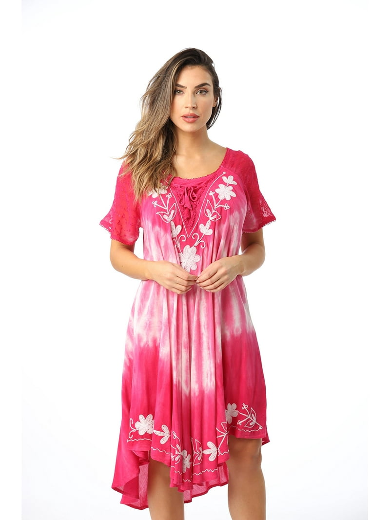 sachin and babi light blue dress Embroidered Tie Dye Cotton Shift Dress in Purple