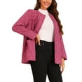 thumbnail image 4 of INSPIRE CHIC Women's Tweed Jacket Single Breasted Collarless Fringed Blazer L Pink, 4 of 5