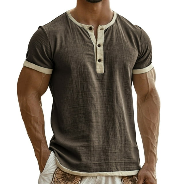 SOMOWI Mens T Shirts Wear Short Sleeve Soft Washed Crew Neck Everyday Comfort Light Gray Fall Tops 5XL