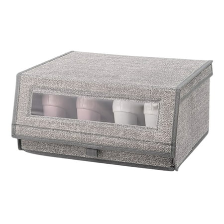 

BESTHUA Fabric Shoes Storage Box Bin with Clear Window and Hinged Lids - Foldable Bedroom Storage Organiser for Men and Women Dress Shoes Boots | Moving Boxes Storage Bags Wardrobe