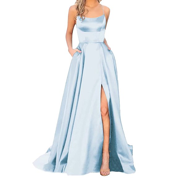 Ketyyh-chn99 Womens Dresses Evening Dresses for Wedding Elegant Wedding Guest Evening Party Formal Gown Sleeveless Dresses Light Blue,3XL