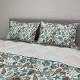 thumbnail image 2 of Crabs Comforter & Sham Bedding Set, Illustration of Sea Life Crabs Octopus Shells Starfish and Medusa Marine Print, 3 pcs Duvet Set Microfiber Filling Quilt, 5 Sizes, Turquoise Brown, by Ambesonne, 2 of 4