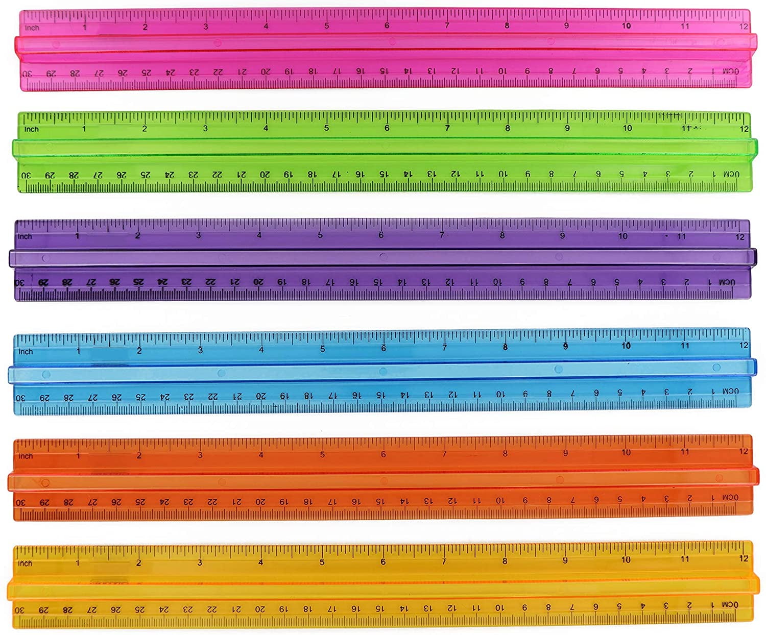 YouOKLight Plastic Ruler 30cm, Clear Ruler,Transparent Ruler 12 inch,Metric  Ruler,Ruler 30cm for School,Transparent Straight rulers for Kids,and
