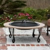 Fire Sense Fire Pit with Cast Iron Rim, Slate Stone Finish