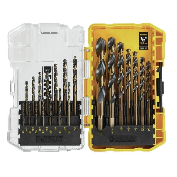DEWALT Ensemble de Forets, 21 Pcs, Pointe Fendue à 135 Degrés, Hélice à 31 Degrés, Revêtement en Oxyde Noir, pour Plastique, Bois et Métal (DWA1181)