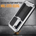 thumbnail image 7 of Rugged Heavy Duty Case for Samsung Galaxy S23, Triple-Layer Armor Military Grade Shockproof Kickstand Cover with Screen Protector Camera Lens Sliding Metal Frame Dustproof Protective Case,Silver, 7 of 7