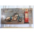 thumbnail image 3 of Nifao Vintage Motorcycle and Gas Pump on Metal with 3D Effect – Metal Wall Art, Wall Art, 79"L x 2"W x 40"H, 3 of 13