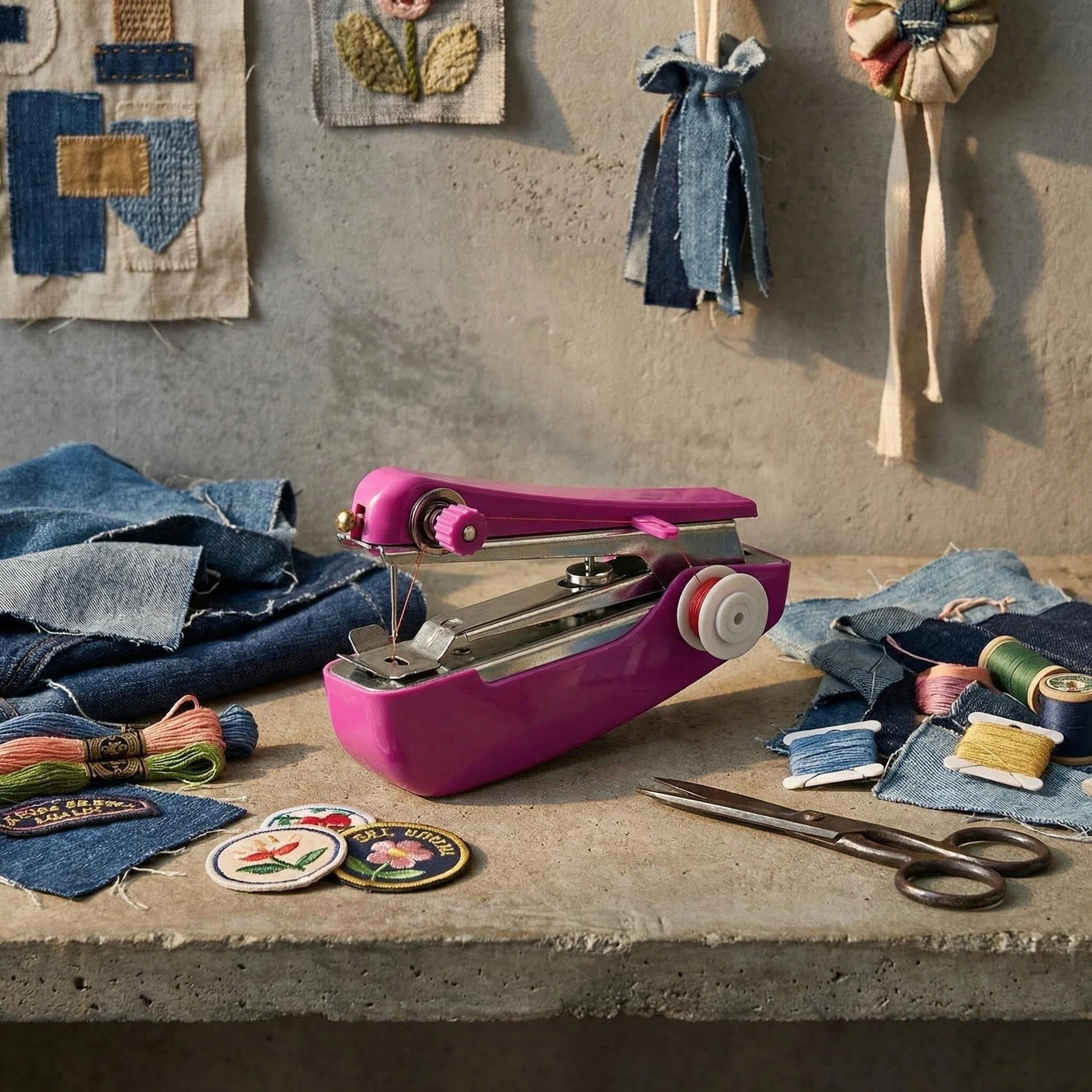 Portable Mini Handheld Sewing Machine Lightweight Easy-to-use for Clothing