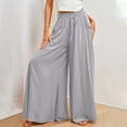 thumbnail image 4 of Women's Wide Leg Skirt Pants, High Waist Elastic Band, Casual Long Palazzo Trousers, Fashion Lounge Pants for Women, Comfortable and Stylish,Gray,2XL, 4 of 6