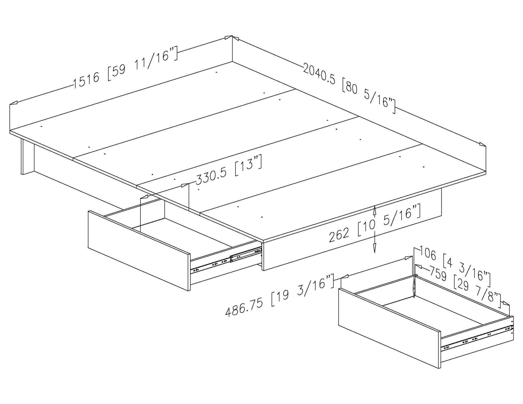 South Shore SoHo Storage Platform Bed with 2 Drawers, Queen