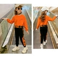 thumbnail image 1 of Ensemble de Vêtements de Sport en Coton pour Filles Randonnée Camping Automne Course Jogging Exercice Pantalon Printemps Automne Jogging Hauts Pantalons Orange 110cm, 1 of 8
