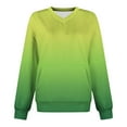 thumbnail image 4 of Miluxas Women's Loose V Neck Sweatshirt Loose Long Sleeve Gradient Printed Fashion Casual Dropped Shoulder Sweatshirt Top Green L(L), 4 of 5