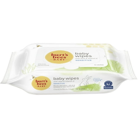 Burts Bees Baby Wipes, Unscented Natural Baby Wipes for Sensitive Skin - 72 Wipes