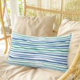 thumbnail image 4 of Green Blue Stripes Pillow Covers, Linen Long Throw Pillow Case, Ocean Waves Abstract Modern Art Holiday Pillow Protector Decorative Cushion Cover for Living Room/Bedroom 12" x 20", 4 of 8