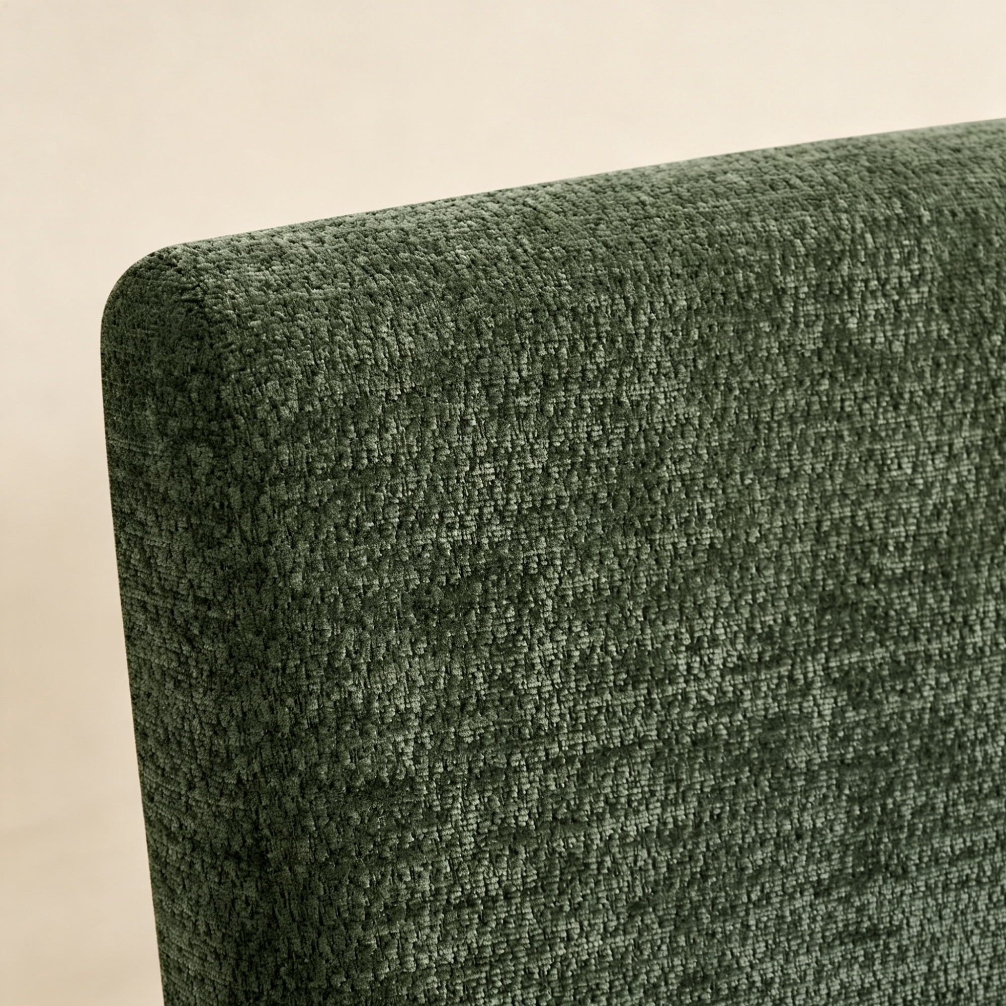 CHUN YI Chenille Upholstered Dining Chairs Set of 2, Open Back Kitchen Dining Room Chairs with Solid Rubberwood Frame, French Country Style, Green