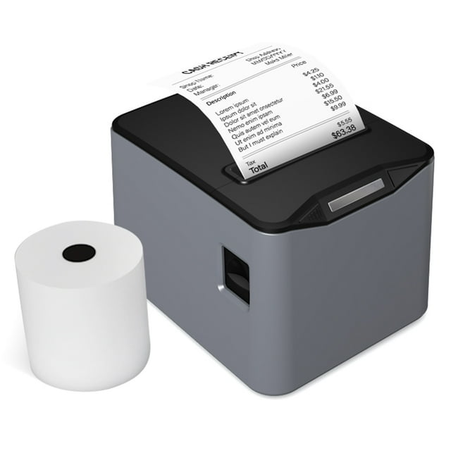 Bisofice POS-8370 80mm Direct Thermal Receipt Printer with USB+LAN Interfaces, 220mm/s High-Speed Printing, 203DPI Resolution, Partial Auto Cutter, 83mm Large Paper, Wall-Mountable Design, Black &