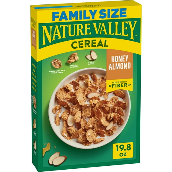 Nature Valley Honey Almond Cereal, Excellent Source of Fiber, Family Size, 19.8 oz