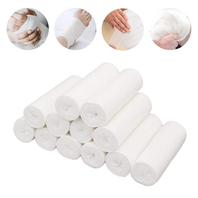 Gauze Bandage Roll, Wide Application Gauze Roll Multifunctional Cotton 12PCS Soft for Home