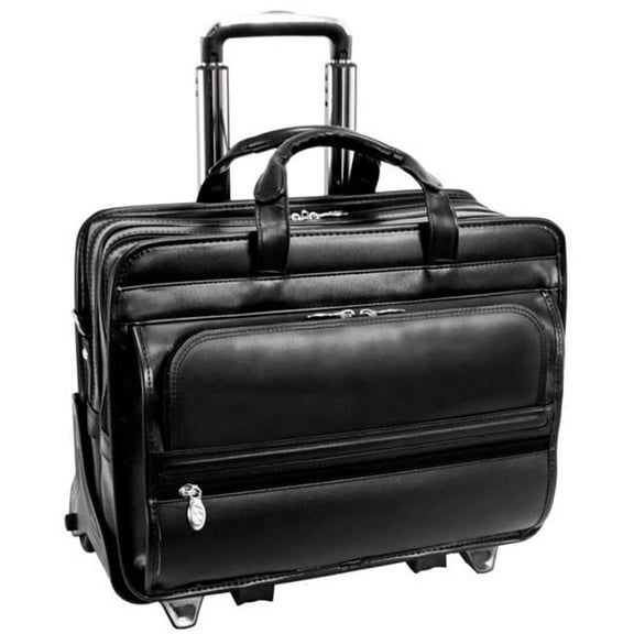 4T9996 15.6 in. Franklin Leather Patented Detachable Wheeled Laptop Briefcase