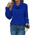thumbnail image 2 of Women'S - Tunic Sweaters Long Sleeve Ribbed Knit Comfy Loose Casual Fall Sweater Blue S, 2 of 7
