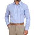 thumbnail image 1 of CAMISAS DE NEGOCIO DE MANGA LARGA PARA HOMBRES CON PATRÓN A CUADROS M AZUL GRIS, 1 of 5