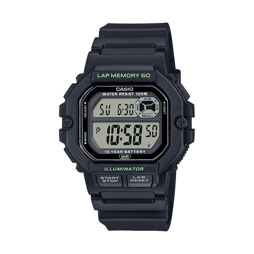 Casio Men's Heavy Duty Designed Sport Watch with 60-Lap Memory Black - WS1400H-1AV