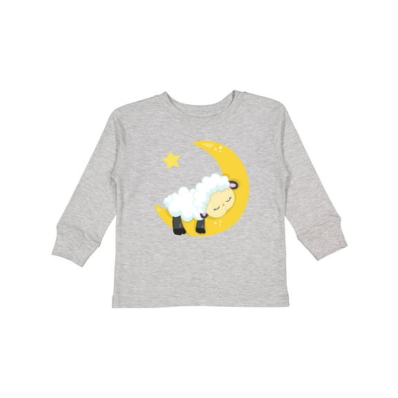 Inktastic Cute Sheep, Sleeping Sheep, Moon, Stars, Sleepy Boys or Girls Long Sleeve Toddler T-Shirt