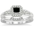 thumbnail image 2 of 1.5 Carat Black Diamond Bridal Set Halo Engagement Ring Bridal Set on 10k White Gold, 2 of 2