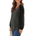 thumbnail image 4 of UVN Blouses for Women Dressy Lace Long Sleeve Shirts Fall Casual V Neck Tunic Tops, 4 of 9