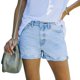 thumbnail image 1 of Pantalones cortos de mujer Pantalones cortos desgastados ajustados Agujeros Dobladillo enrollado Pantalones de verano de talle medio Luz M, 1 of 8
