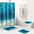 thumbnail image 2 of Bathroom Shower Curtain Set 4 Piece, Non Slip U-Shaped Toilet Mat and Lid Cover Set, Machine Washable Bathroom Carpet, Ideal for Home Kitchen or RV Use, 2 of 7