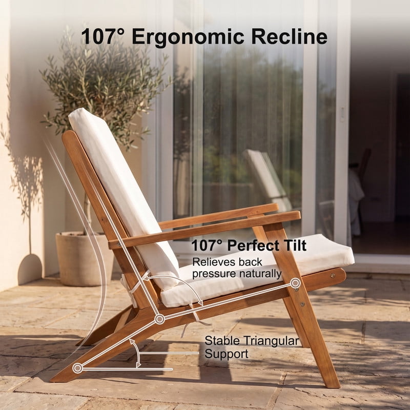 Vineego Adirondack Chairs with Cushions Set of 2, PE All-Weather Outdoor Chairs for Patio, Poolside & Backyard