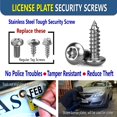 thumbnail image 3 of Mistayd Stainless Steel License Plate Screws- Rustproof Plate Screws for Fastening Front or Rear Plate Frame Holder Cover. License Plate Security Screw with Black Caps (Anti-Theft Self Tapping Screws), 3 of 5
