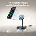 thumbnail image 4 of Oandys 2 Pack 15W Fast Magnetic Wireless Charger Stand, Charging Station, Compatible with 18/17/16/15/14/13/12 Series, Black, 4 of 7