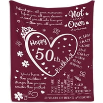 50th Birthday Gifts For Women Blanket 50" X 60", Happy 50th Birthday Decorations, 50 Year Old Birthday Gift Ideas, Fifty 1972 Birthday Gifts For Women, Best Gifts For Women Turning 50 Blankets