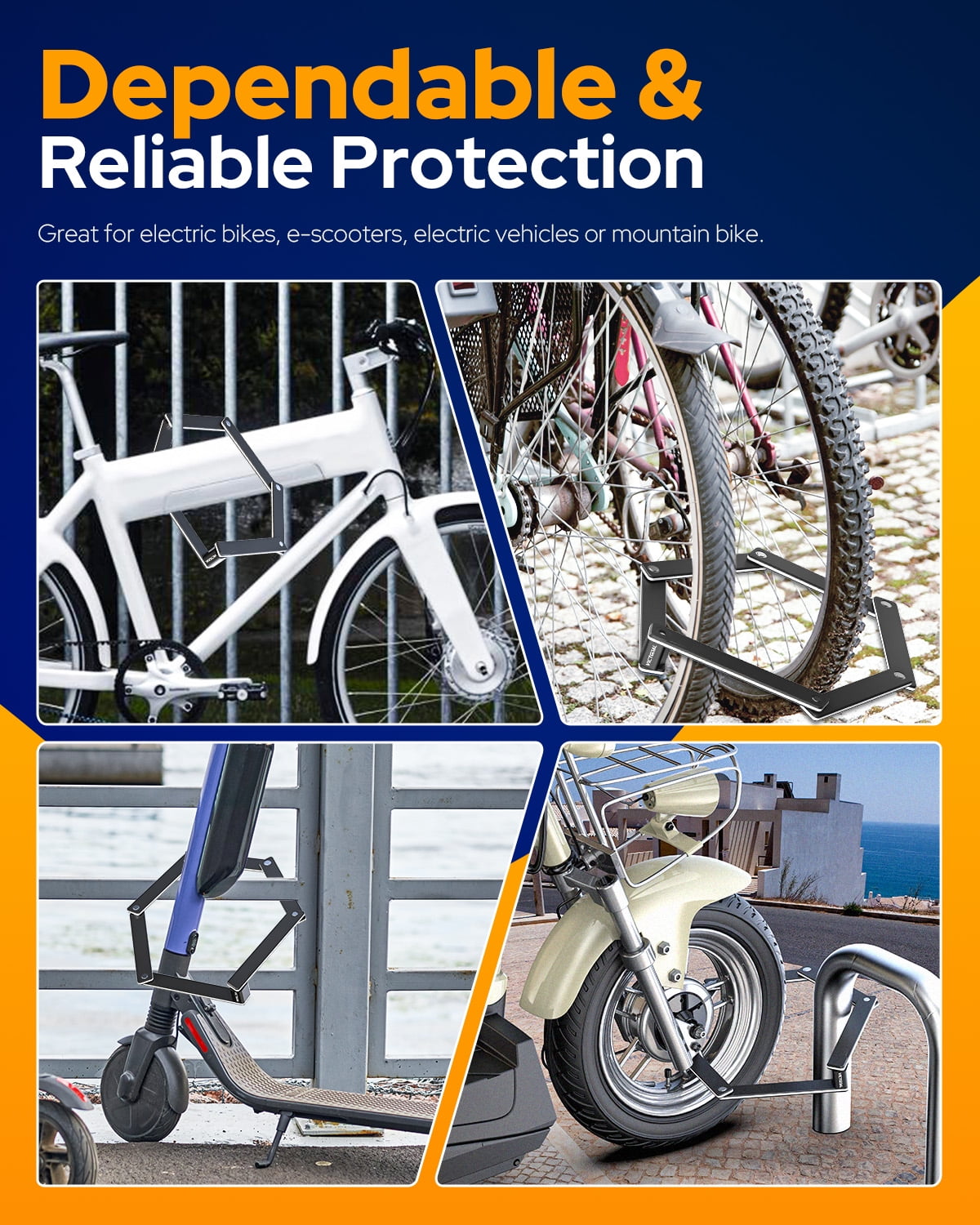 VICTGOAL Folding Bike Lock with Hidden Holder for AirTag, Heavy Duty Bike Locks with Keys, Foldable Bike Lock with Mount for Bicycle Ebike Scooter