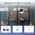 thumbnail image 2 of Zimtown Loft Bed Full Size with LED and Charging Station, Metal Bunk Bed Frame,Heavy Duty Metal Slat Support,Black, 2 of 6