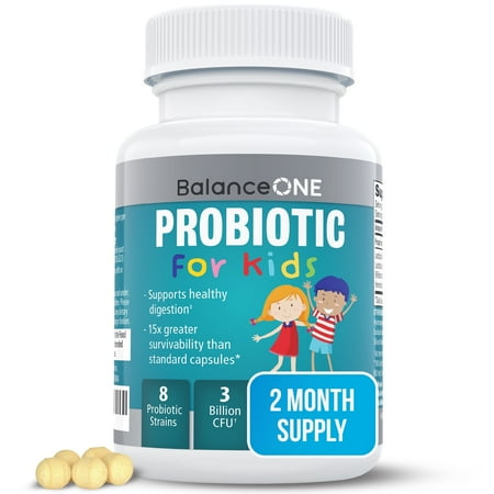 Balance ONE Time-Release Kids Probiotic - 15x Better Survivability Than Capsules or Gummies - 2 Month Supply - 3 Billion CFU Children’s Gut Health & Digestive Support - Sugar Free & Easy to Swallow