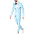 thumbnail image 2 of Men's Slim Fit 2-Piece Suit Set, Business Blazer Jacket and Dress Pants, Formal Wear For Wedding Party and Special Occasions,Sky Blue,4XL, 2 of 6