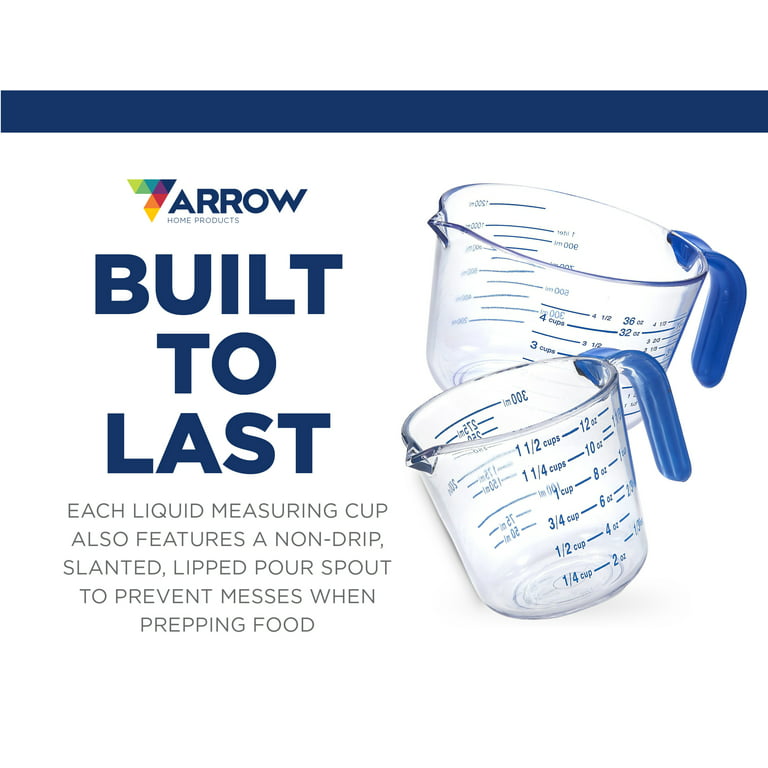 Arrow Plastic Measuring Cups for Liquids 1.5 Cups - With Cool-Grip Handle 