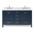 thumbnail image 2 of Ariel Cambridge 61 In. Double Oval Sink Vanity With Carrara White Marble 0.75 In Countertop In Midnight Blue, 2 of 10